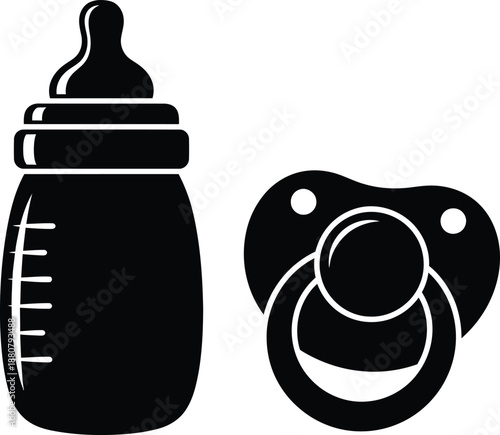 Simple Childcare Feeding Bottle and Pacifier Silhouette