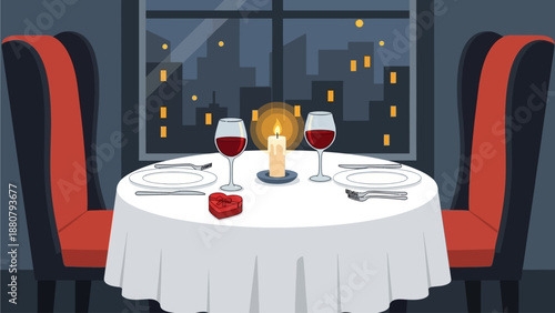 Valentine Romantic Dinner Scene Illustration 36