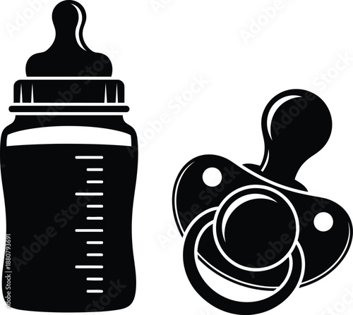 Baby Feeding Items Bottle and Pacifier Silhouette