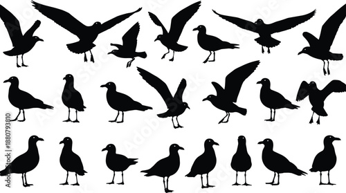 Collection of twenty ship steering wheel silhouettes arranged in grid showcasing nautical designs, maritime navigation, sailing, and marine decorative artwork concepts