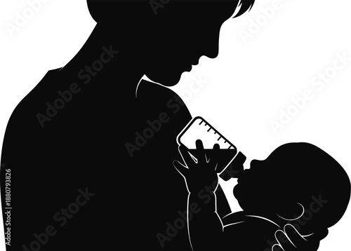 Flat Baby Bottle and Pacifier Silhouette Illustration