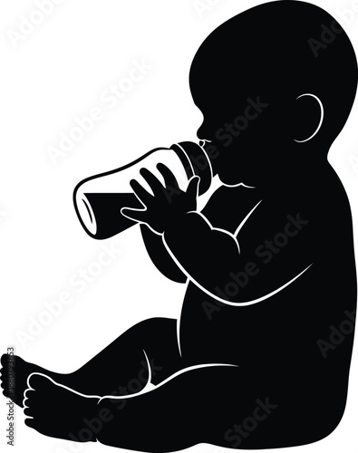 Minimal Infant Care Bottle and Pacifier Silhouette