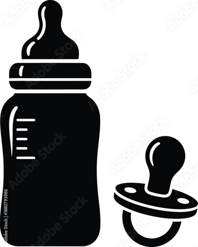 Black Silhouette Baby Bottle and Pacifier Design