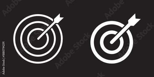Target and aim icon set, crosshair, bullseye vector, precision, accuracy, and focus icon for aiming, archery, shooting.