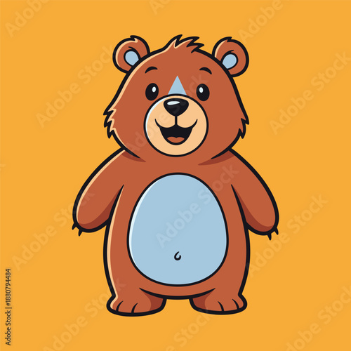 Cheerful brown bear with blue belly Vector