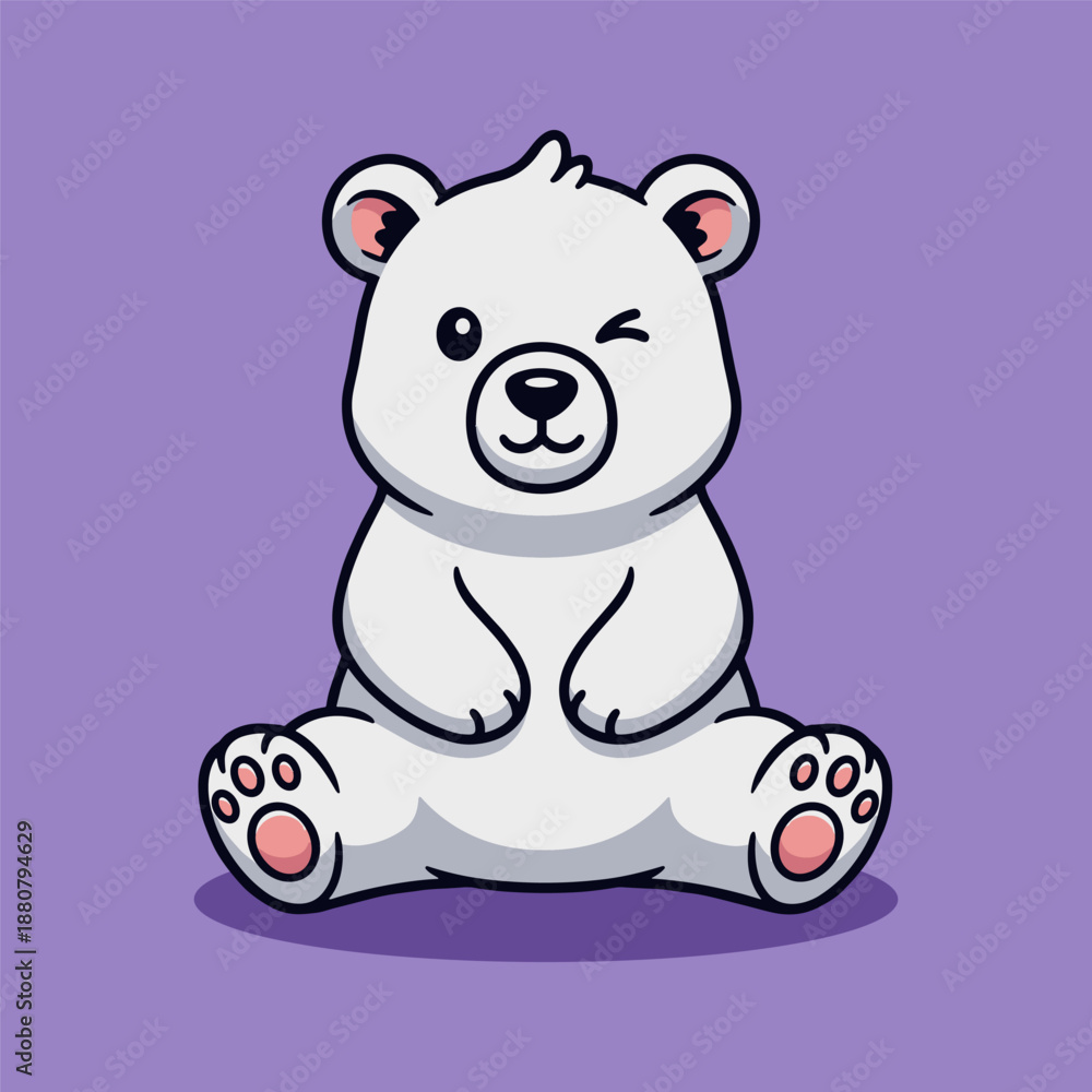 Obraz premium Cute white bear sitting Vector