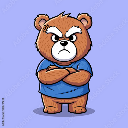 Angry bear with arms crossed Vector