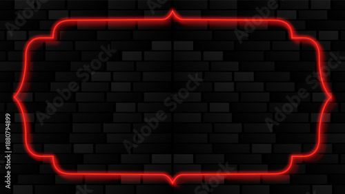 Red neon boarder for website banner and has space for writing, Red Neon lines digital background, Red Neon social media banner, Red Neon boarder website banner