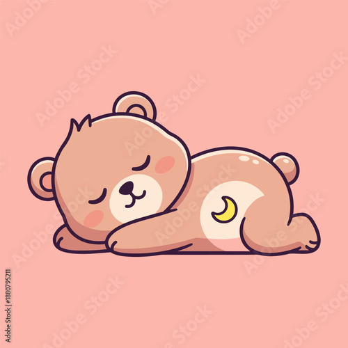 Cute bear sleeping peacefully Vector
