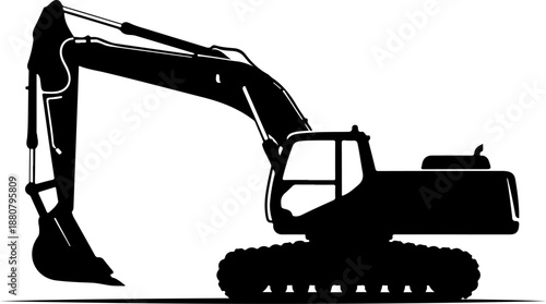 Construction excavator silhouette vector illustration
