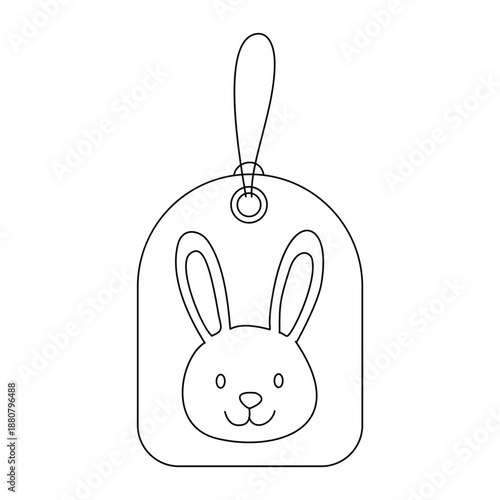Minimalist Cute Bunny Rabbit Gift Tag Line Art Illustration
