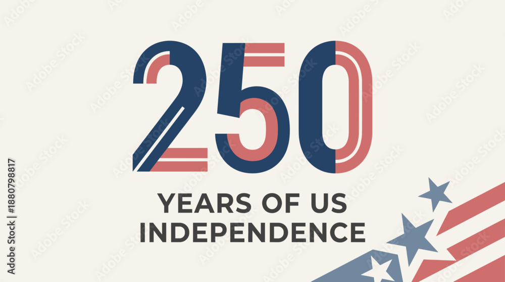 Obraz premium 250 Years of US Independence graphic design in red, blue, and white 