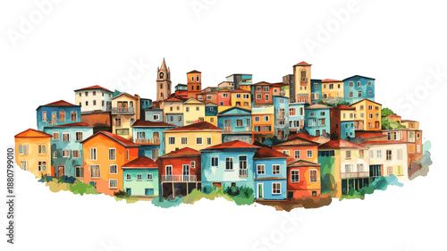 Valparaiso. Valparaiso hand drawn watercolor illustration