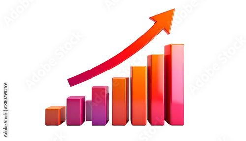 Free Download A rising bar graph with a curved arrow, set against a black background - GFXLoad