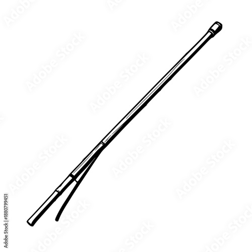 Minimalist Black Line Art Illustration of a Walking Cane Handle on a Clean White Background, Ideal for Accessibility & Support Designs