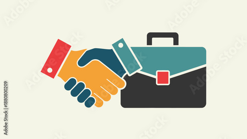 Professional business handshake with a modern briefcase, symbolizing successful deal, partnership, and collaboration in bright studio.