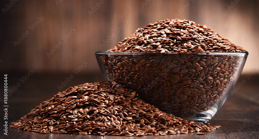 custom made wallpaper toronto digitalComposition with bowl of flax seeds on wooden table