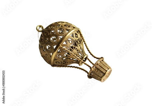 Exquisite filigree hot air balloon charm, travel adventure