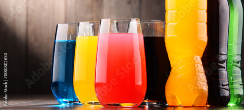 Wallpaper Mural Glasses and bottles of assorted carbonated soft drinks Torontodigital.ca