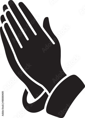 Clasped hands in a solemn praying gesture, symbolizing devotion, spirituality, and hope