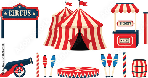 Vibrant circus elements for festive events and entertainment