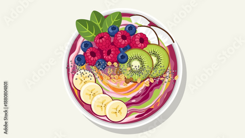 Colorful Healthy Smoothie Bowl Illustration