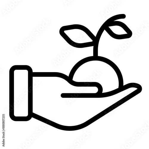 Hand holding a sprouting seed flat design vector illustration