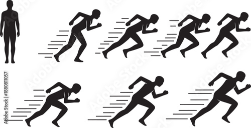 Sequence of a man running in various dynamic poses