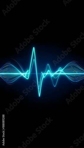 Vibrant glowing sound wave illustration capturing the essence of digital audio frequencies and dynamic energetic rhythm against a dark background