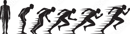 A man starts to run from a standing position