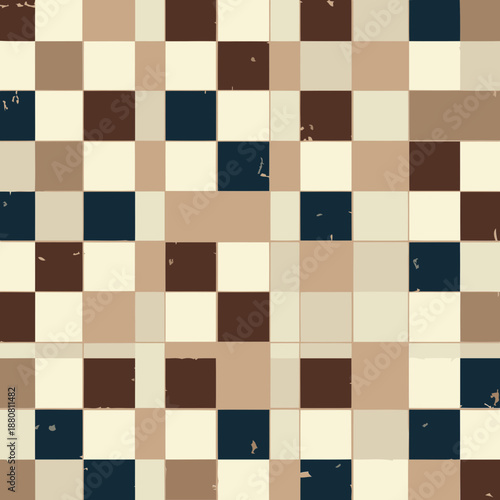 Geometric patterned tile floor design with muted colors. Abstract, decorative floor with a vintage feel.