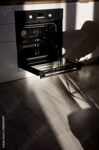 open black electric oven