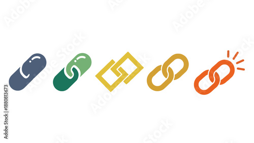 multiple stylized link icons representing connection and networking concepts for business technology and digital integration projects.