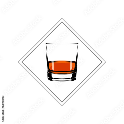 World Whisky Day clean glass vector in diamond frame