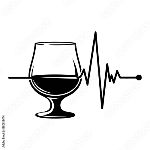 World Whisky Day glass with heartbeat pulse line icon
