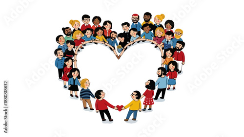 diverse community heart shape of people holding hands symbolizing global connection teamwork and inclusive unity for social campaigns.