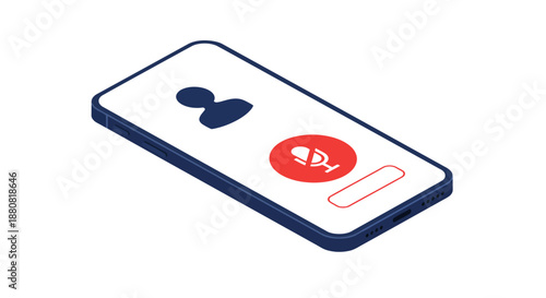 muted microphone on smartphone screen for virtual online meeting and digital communication app interface with privacy settings concept