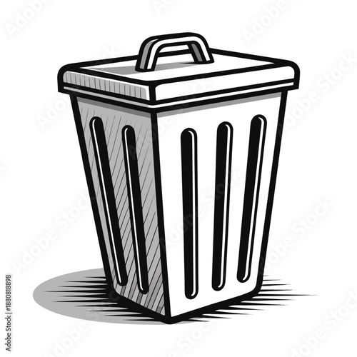 Trash can vector icon isolated metal recycling symbol illustration