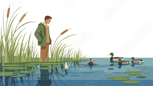 High Fidelity Flat Vector Illustration Depicting E-commerce Logistics and Package Delivery Services for Online Shopping