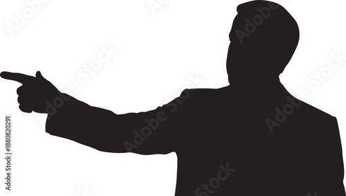 Silhouette of a man pointing with his index finger