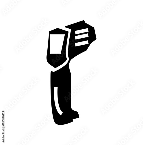 black temperature gun glyph icon vector