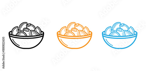 Colorful illustration of bowls filled with mussels