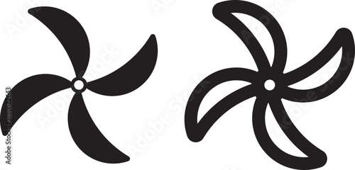 Propeller icon set. propeller for surface drive. Fan speed icons. Conditioning equipment sign. Electrical temperature equipment