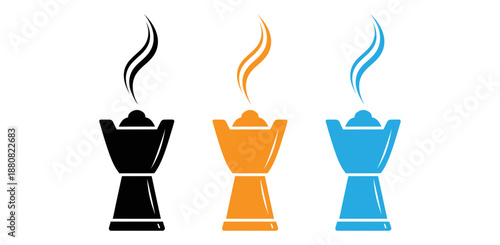 Colorful incense burner icons