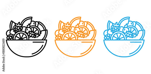 Colorful illustrations of bowls filled with fruit