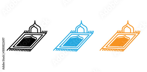 Islamic prayer mats in black blue and orange