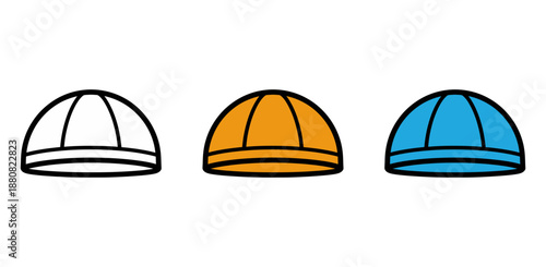 Colorful beanies in white orange and blue