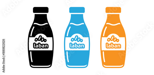 Laban beverage bottles in black blue and orange