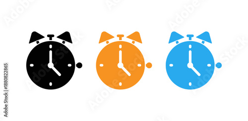 Colorful alarm clock icons