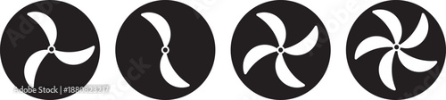 Propeller icon set. propeller for surface drive. Fan speed icons. Conditioning equipment sign. Electrical temperature equipment